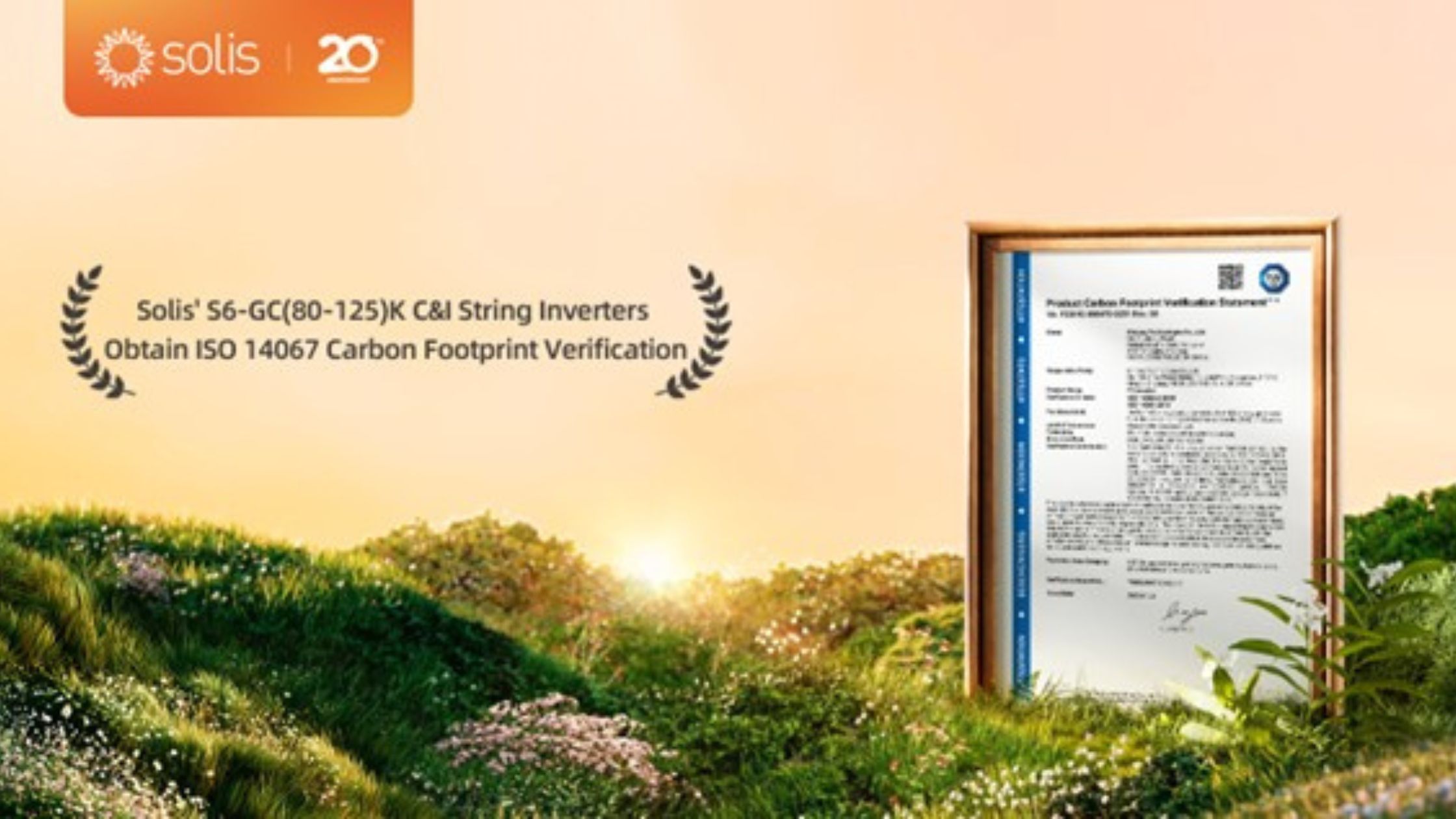 Solis’ S6-GC(80-125)K C&I Inverter Series Achieves ISO 14067:2018 Product Carbon Footprint Verification from TÜV Süd