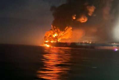 Trump and Iran Signal No Quick End to War as Oil Tankers Burn in Iraqi Waters