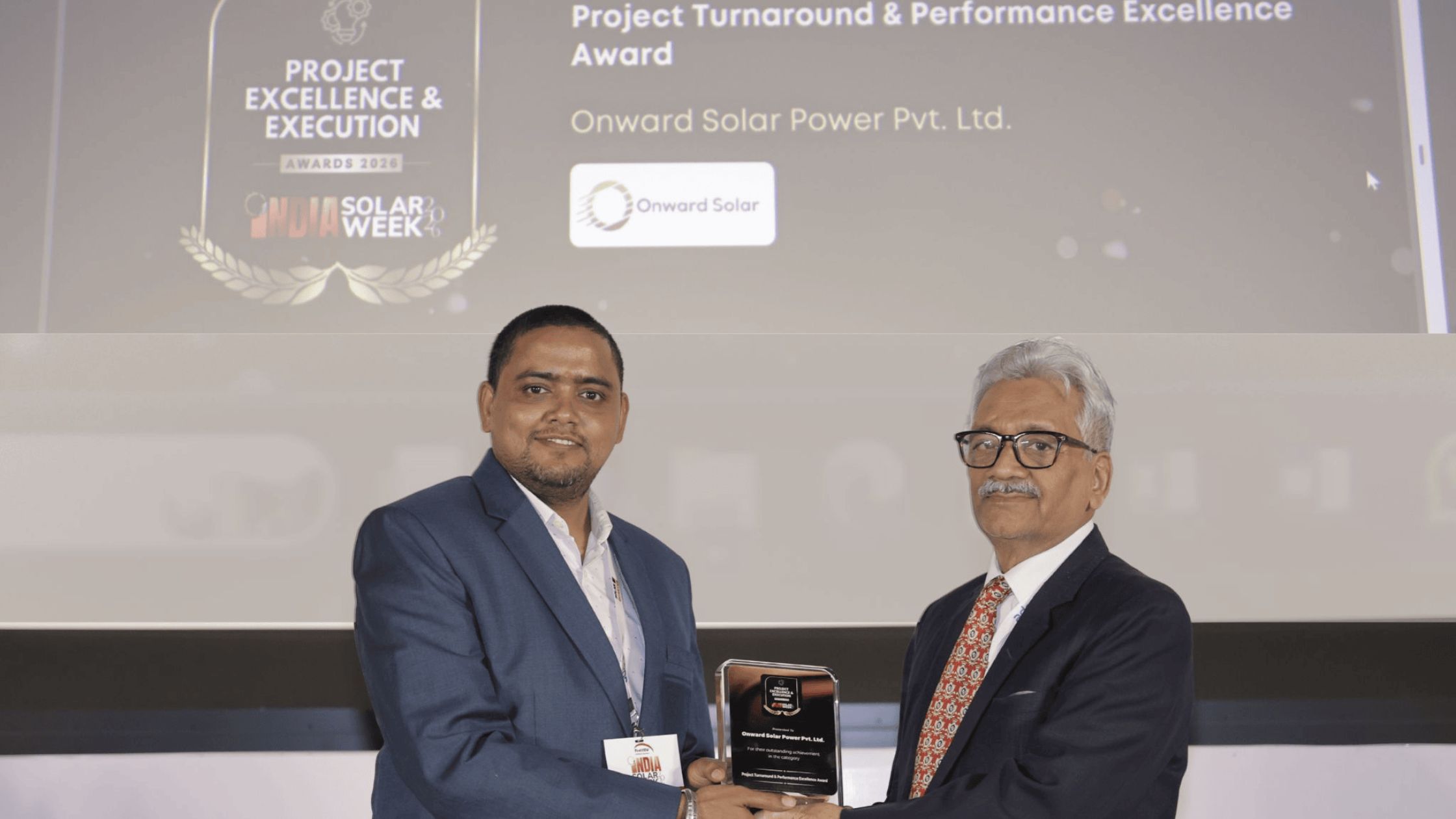 Onward Solar Power Pvt. Ltd. Recognized for Project Turnaround & Performance Excellence at India Solar Week 2026