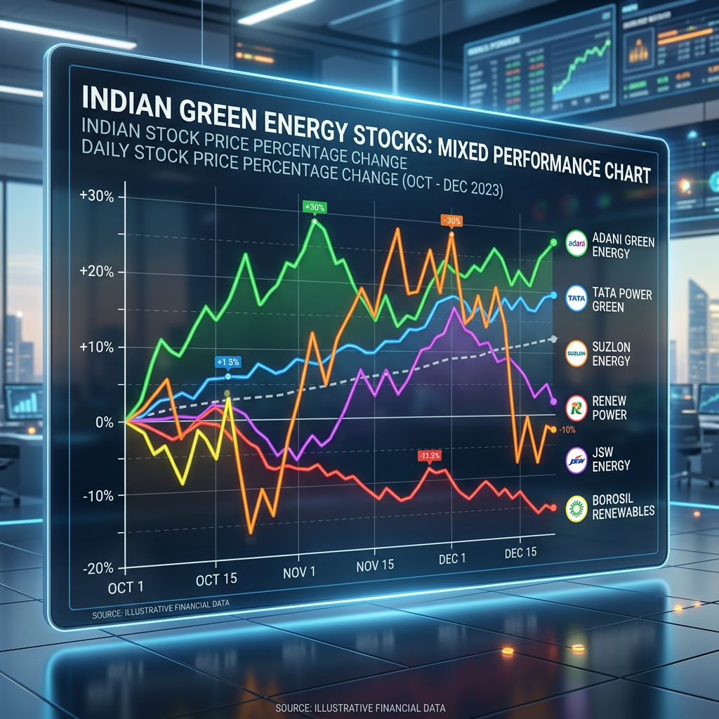Mixed Trends In Indian Green Energy Stocks Despite Strong Gains In Benchmark Indices (29 April 2026)