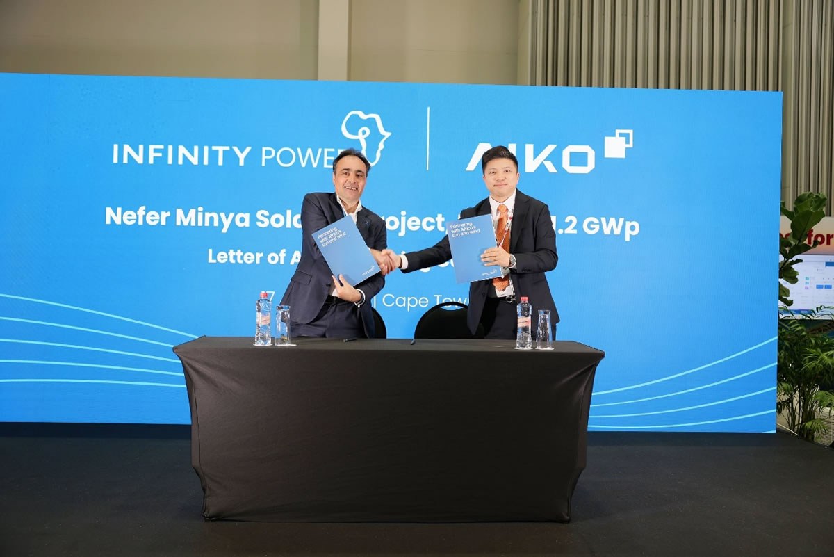 Infinity Power Selects AIKO as Sole PV Module Supplier for Egypt’s 1.2 GW Nefer Menya Solar and 600 MWh Battery Storage Project