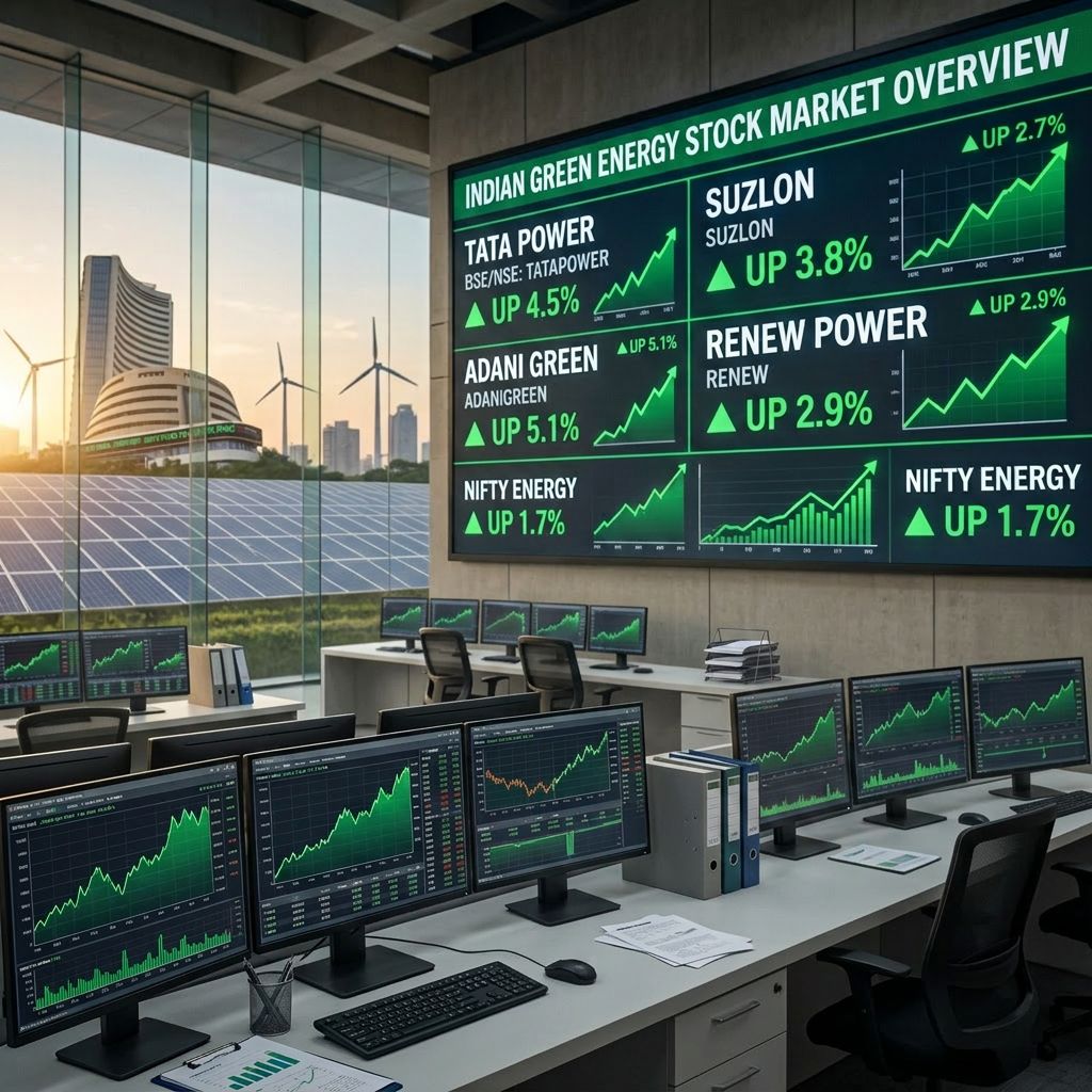 Indian Green Energy Stocks Show Mixed Performance As Sensex And Nifty End Higher On June 24