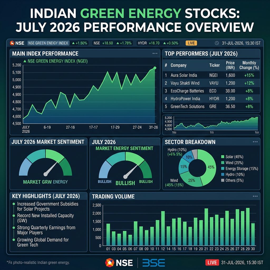 Indian Green Energy Stocks Deliver Mixed Performance As Sensex And NIFTY End Higher On July 15, 2026