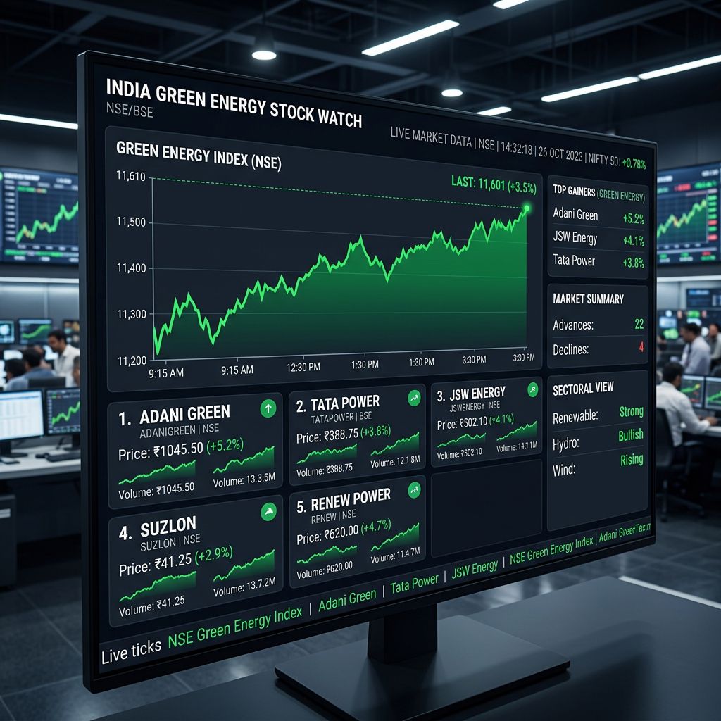 Green Energy Stocks Deliver Mixed Performance As Indian Markets End Higher (27 July 2026)