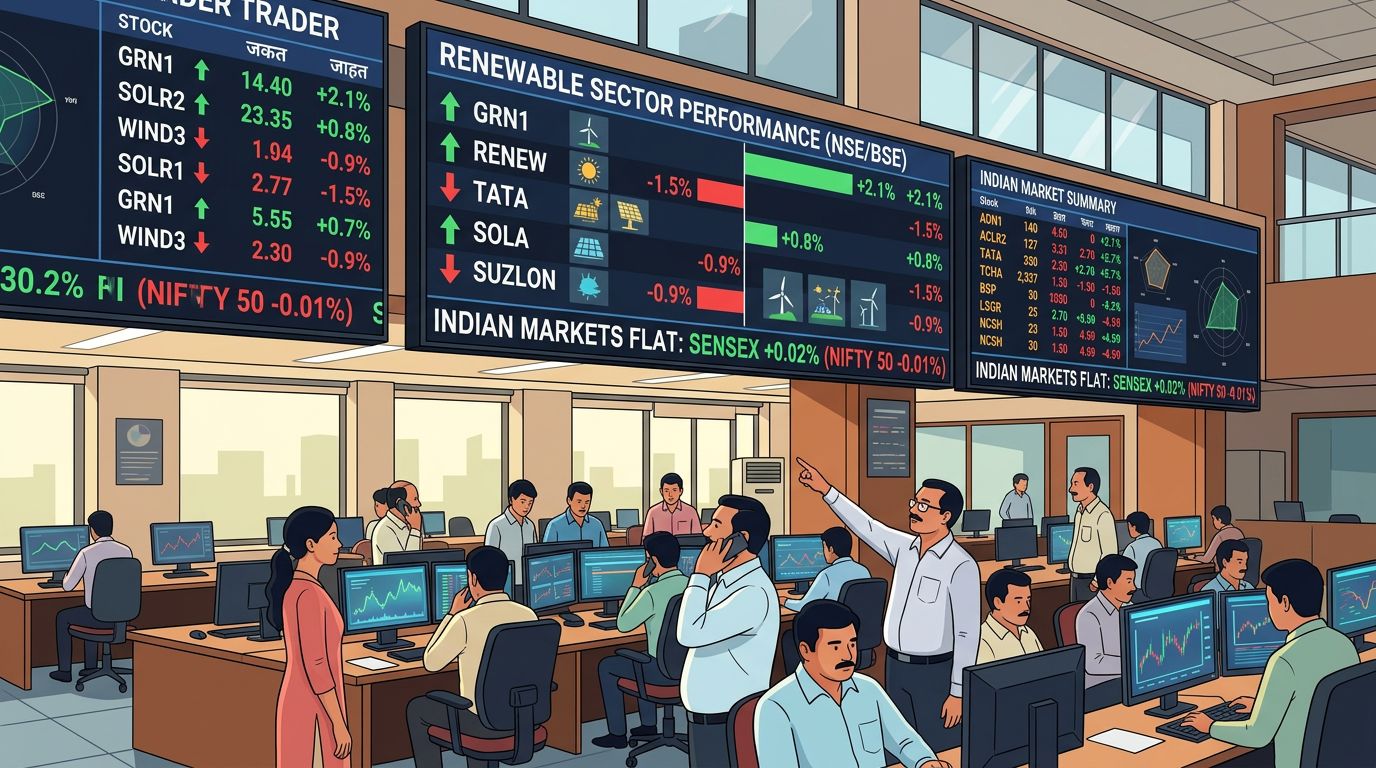 Green Energy Stocks Show Mixed Performance As Indian Markets Trade Flat (21 August 2026)
