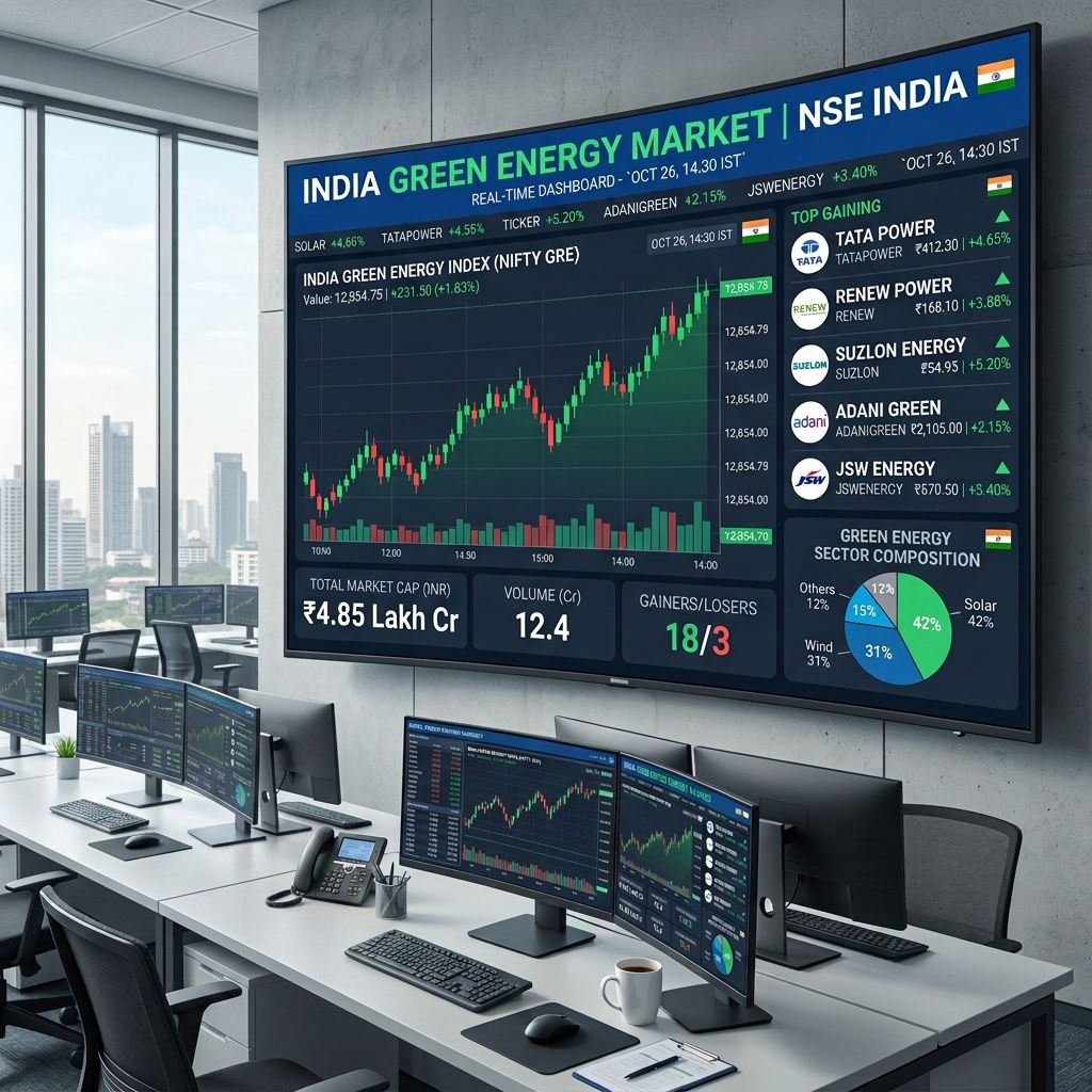 Indian Green Energy Stocks Show Mixed Performance Amid Market Weakness (24 August 2026)
