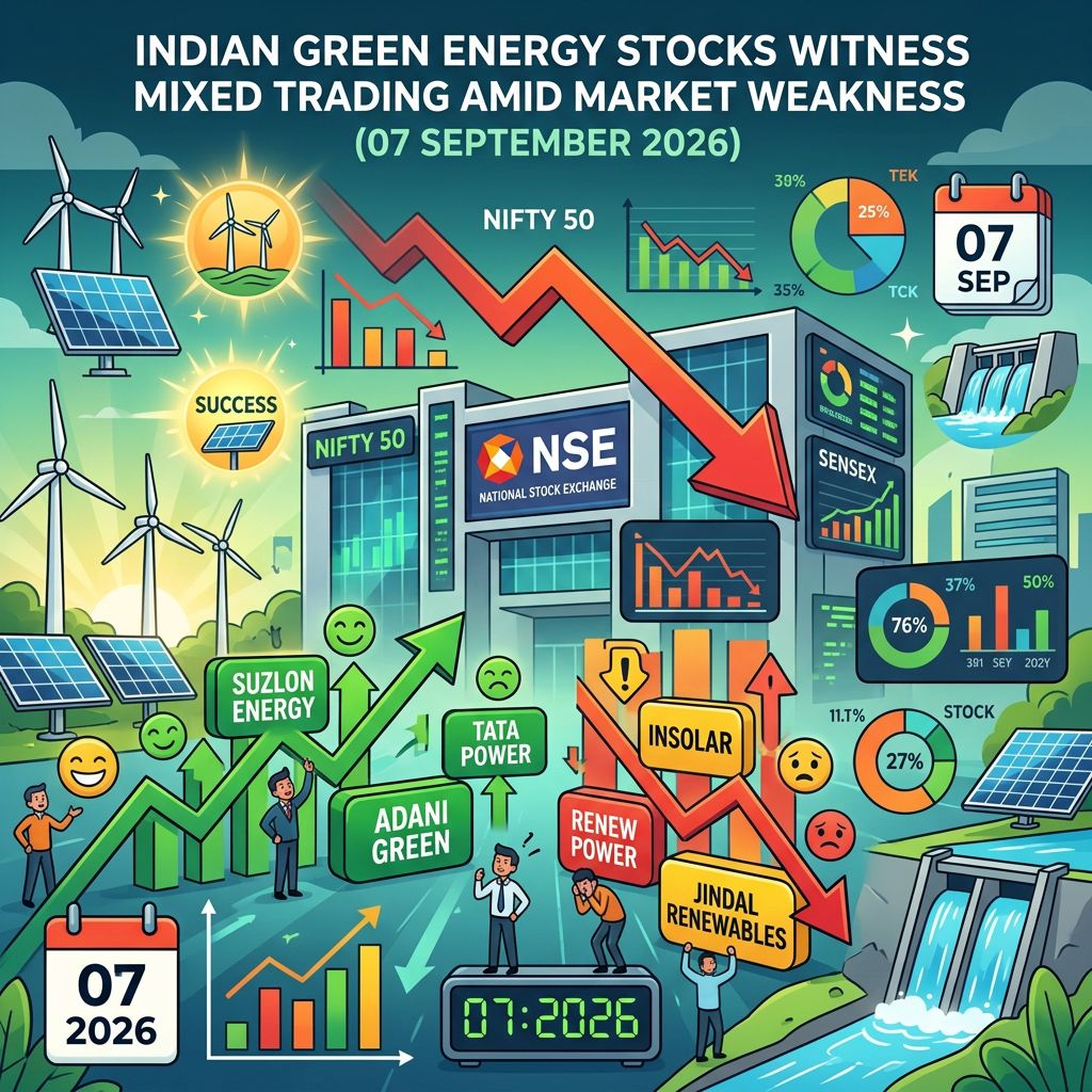 Indian Green Energy Stocks Witness Mixed Trading Amid Market Weakness (07 September 2026)