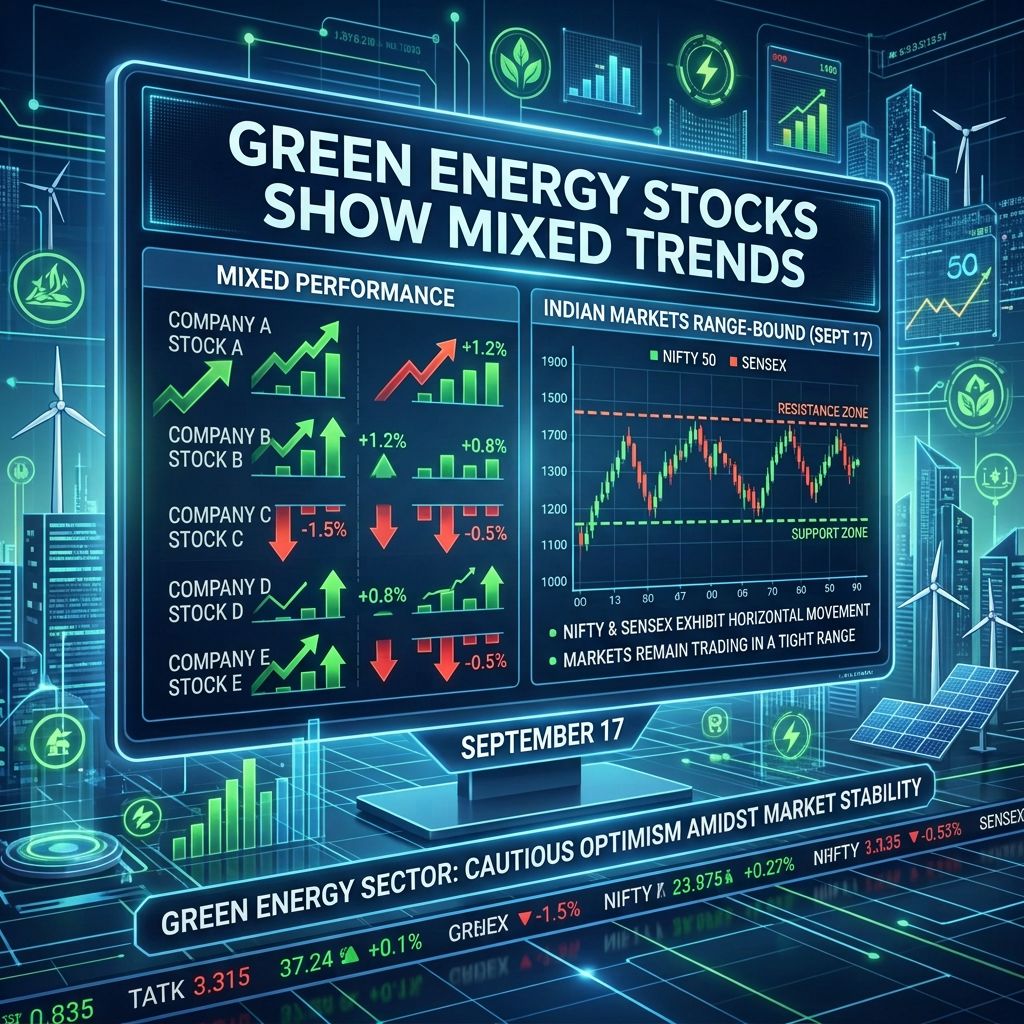 Green Energy Stocks Show Mixed Trends As Indian Markets Remain Range-Bound On September 17
