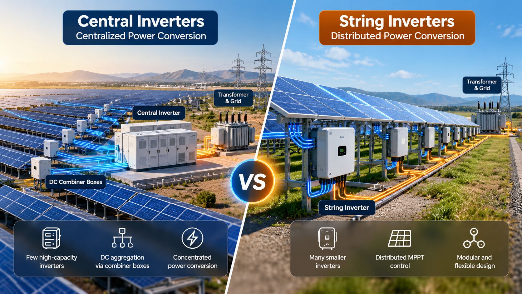 String vs Central Inverters: Understanding the Two Utility-Scale Solar Architectures