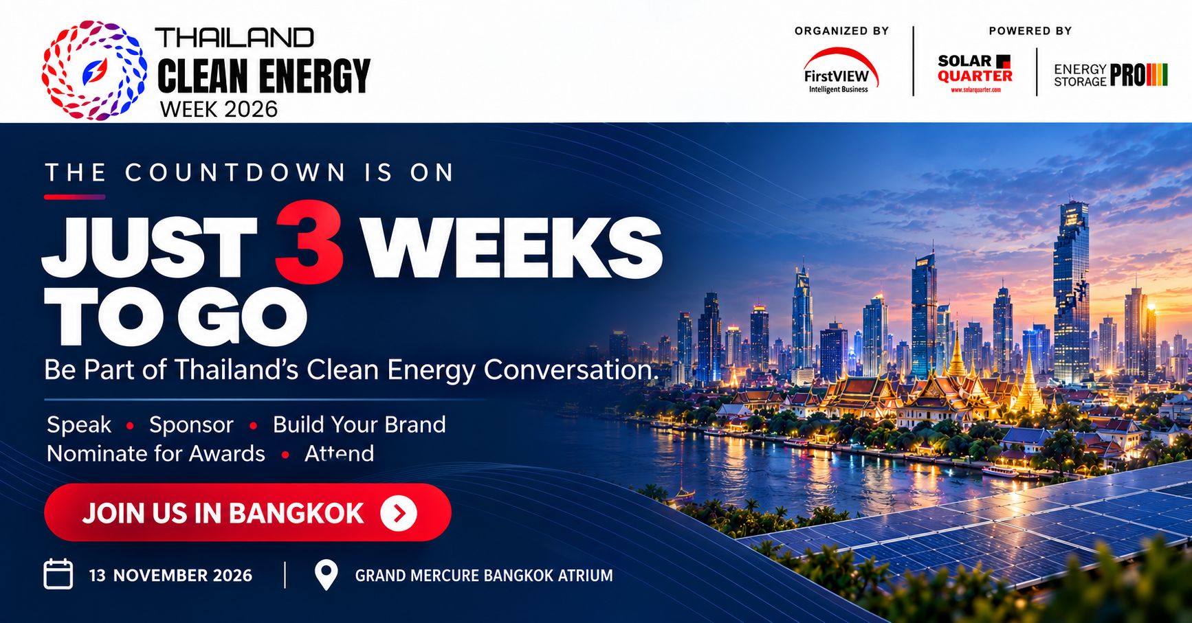 Three Weeks to Go: Thailand Clean Energy Week 2026 Brings Industry Leaders Together in Bangkok