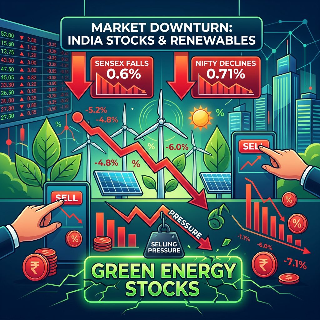 Green Energy Stocks Face Selling Pressure as Sensex Falls 0.6% and Nifty Declines 0.71% (07 October 2026)