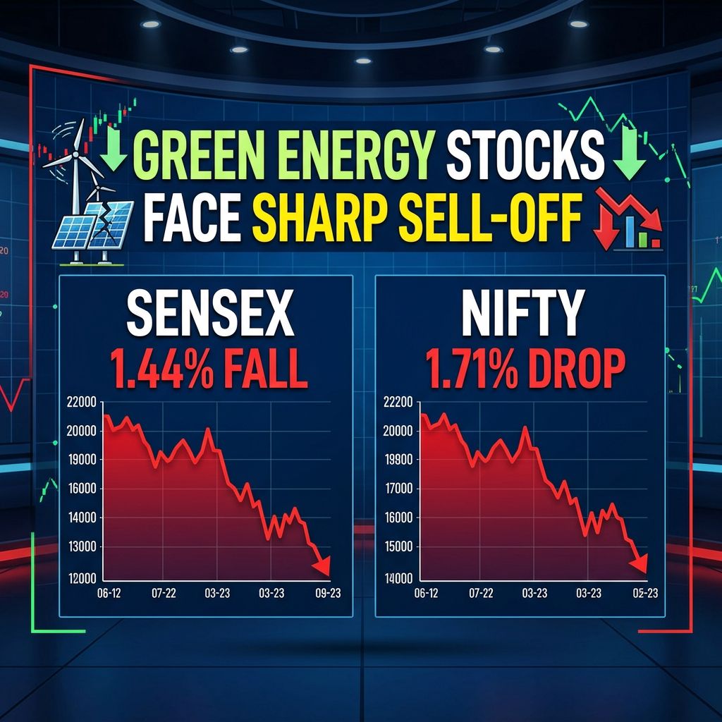 Green Energy Stocks Face Sharp Sell-Off As Sensex Falls 1.44% And Nifty Drops 1.71% (08 October 2026)