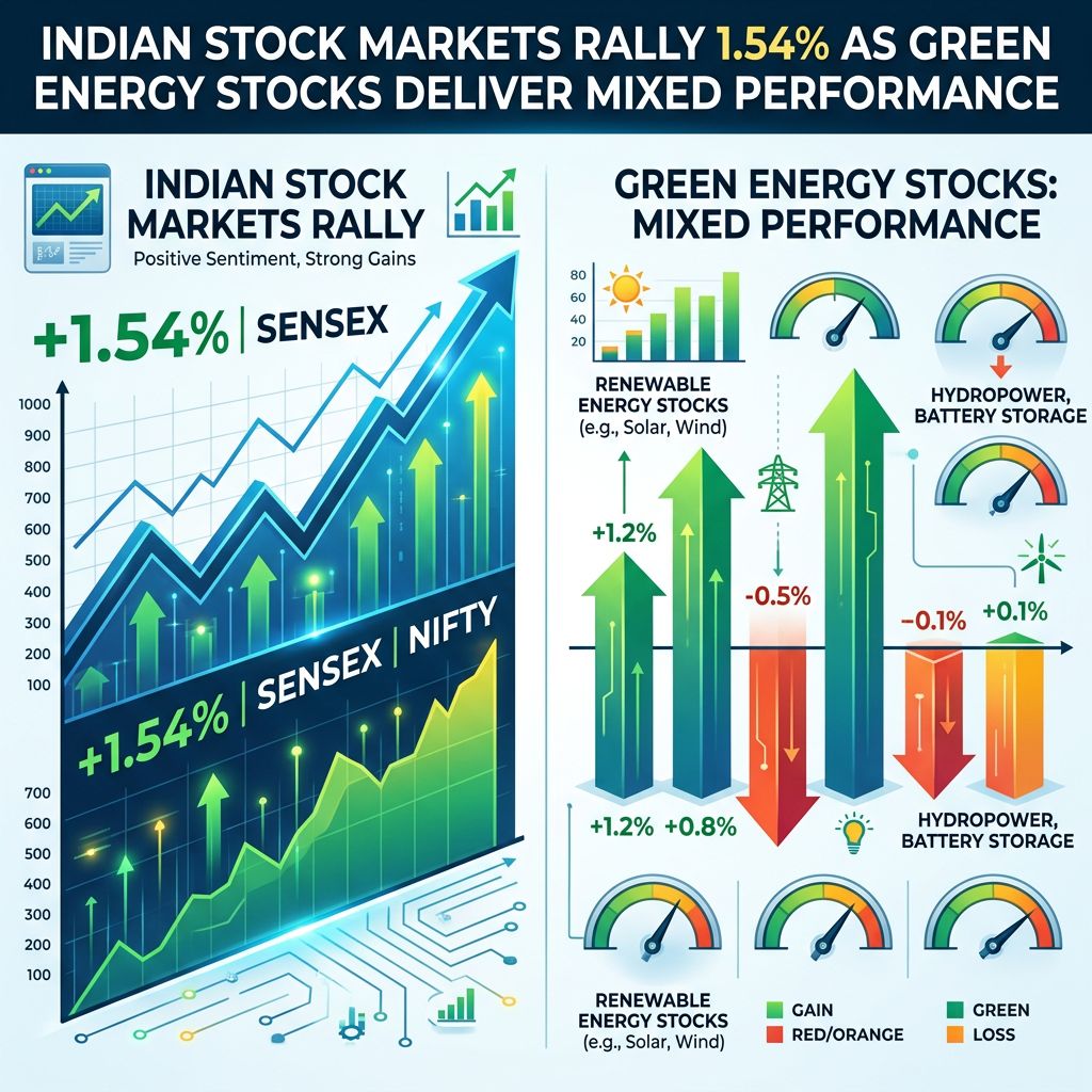 Indian Stock Markets Rally 1.54% As Green Energy Stocks Deliver Mixed Performance On October 13