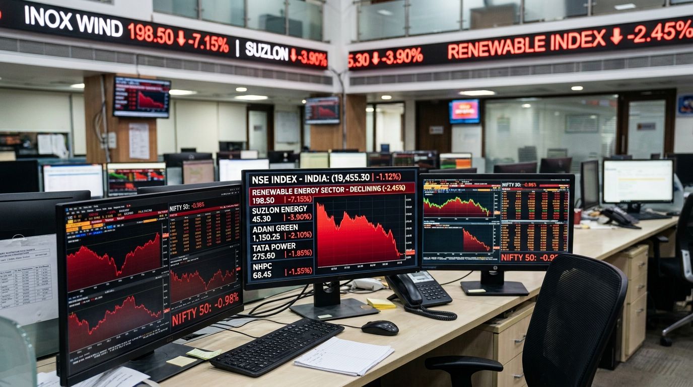 Indian Renewable Energy Stocks Decline as Inox Wind Falls 5.45% on October 23